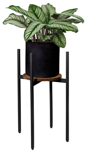 Suport de flori Torre Rustic, design minimalist, cadru otel, raft laminat 25 cm, sustine maxim 20 kg