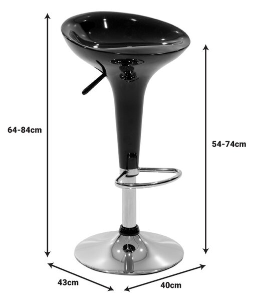 Scaun bar Felice inaltime ajustabila baza negru crom 40x43x84 cm