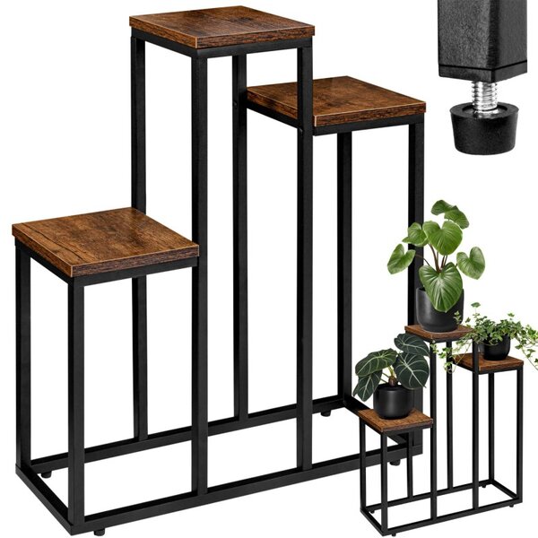 Suport de flori tip coloana, 3 rafturi pentru ghivece, diferite inaltimi, latime 51 cm