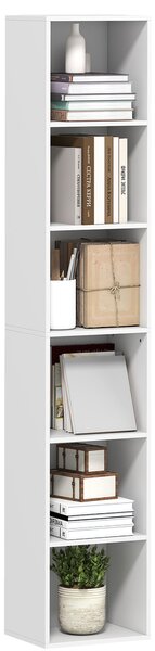 HOMCOM Bibliotecă Autoportantă și care Economisește Spațiu, 30x24x159 cm, Culoare Alb | Aosom Romania