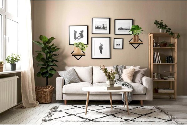 Suport suspendat pentru plante, Doron Craft, raft din lemn, cadru otel, 19x25.5x18.5 cm