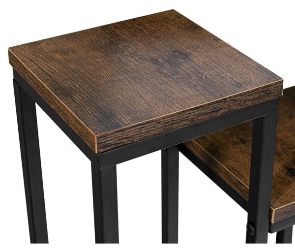 Suport de flori Belgrad Rustic, 6 rafturi, inaltime maxima 67 cm, otel negru mat, placi laminate