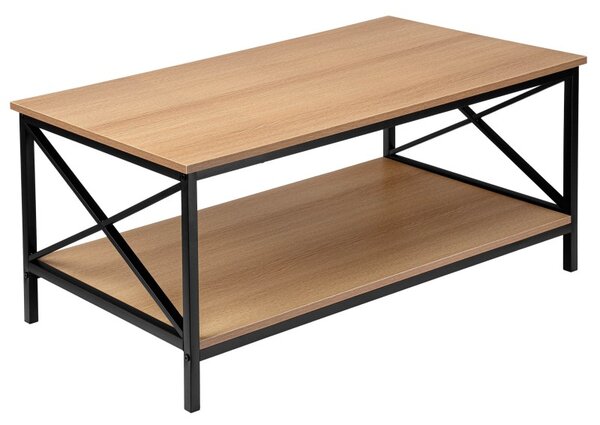 Masuta de cafea HERNING MODERN, raft inferior, blaturi din stejar, 100x44x55 cm, cadru otel