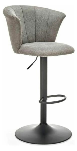 Scaun bar H104, gri/negru, stofa/otel, 55x53x90/112 cm