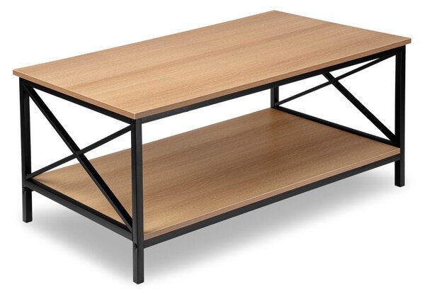 Masuta de cafea HERNING MODERN, raft inferior, blaturi din stejar, 100x44x55 cm, cadru otel