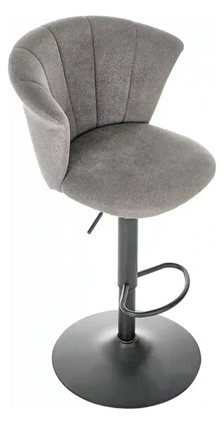 Scaun bar H104, gri/negru, stofa/otel, 55x53x90/112 cm