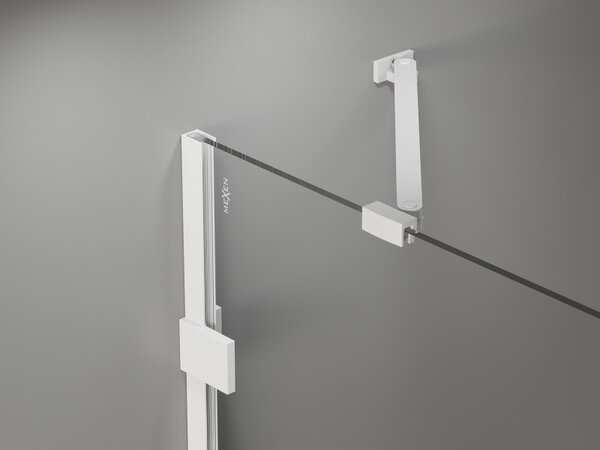 Mexen, Paravan de baie Mexen Lunar cu 1 aripă 80 x 150 cm, transparent, alb - 897-080-000-20-00