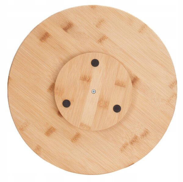 Platou rotativ servire, diametru 33 cm, 5 sectiuni gustari, 1 sectiune sos, bambus