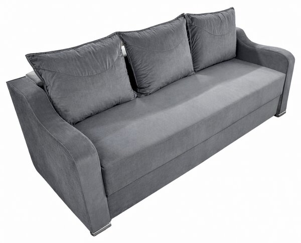 Canapea GIULIA extensibila, 3 locuri, cu lada de depozitare, catifea gri , 220x100x80 Gri