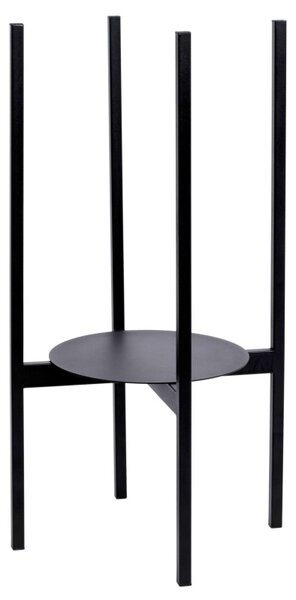 Suport de flori in picioare, cadru metalic, inaltime 60 cm, baza 25 cm, negru