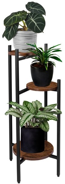 Suport flori Tretorri Rustic, 3 etajere rotunde, inaltime totala 80,5 cm, maxim 15 kg