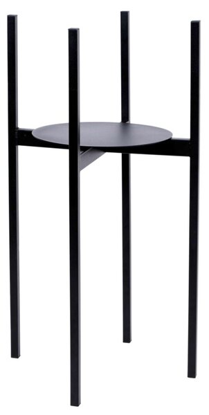 Suport de flori in picioare, cadru metalic, inaltime 60 cm, baza 25 cm, negru