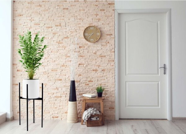 Suport de flori in picioare, cadru metalic, inaltime 60 cm, baza 25 cm, negru
