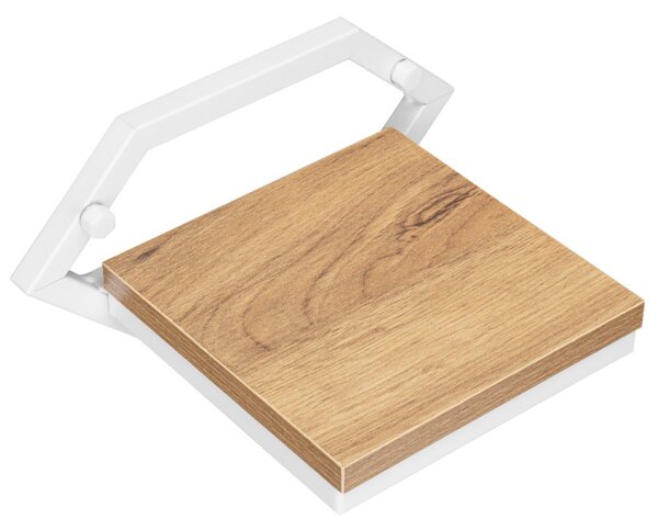 Polita de perete pentru flori sau obiecte decorative, Doron White, raft laminat din lemn, cadru otel alb