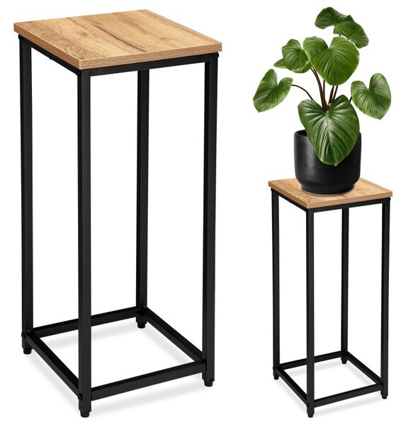 Suport decorativ plante tip coloana, constructie otel, raft laminat, inaltime totala 63 cm