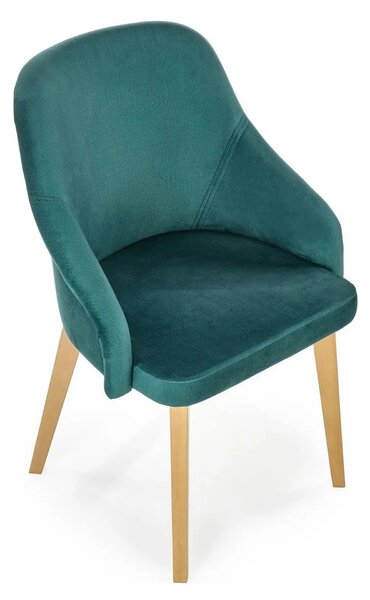 Scaun TOLEDO 2, verde/stejar, stofa catifelata/lemn de fag, 57x56x86 c
