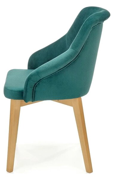 Scaun TOLEDO 2, verde/stejar, stofa catifelata/lemn de fag, 57x56x86 c