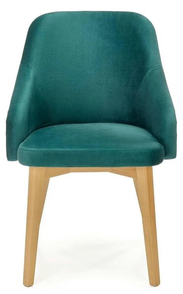 Scaun TOLEDO 2, verde/stejar, stofa catifelata/lemn de fag, 57x56x86 c