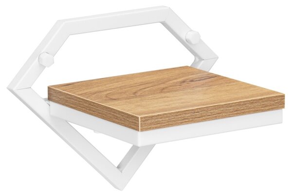 Polita de perete pentru flori sau obiecte decorative, Doron White, raft laminat din lemn, cadru otel alb