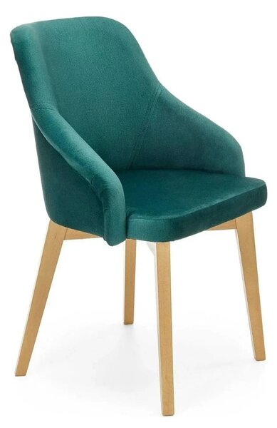 Scaun TOLEDO 2, verde/stejar, stofa catifelata/lemn de fag, 57x56x86 c