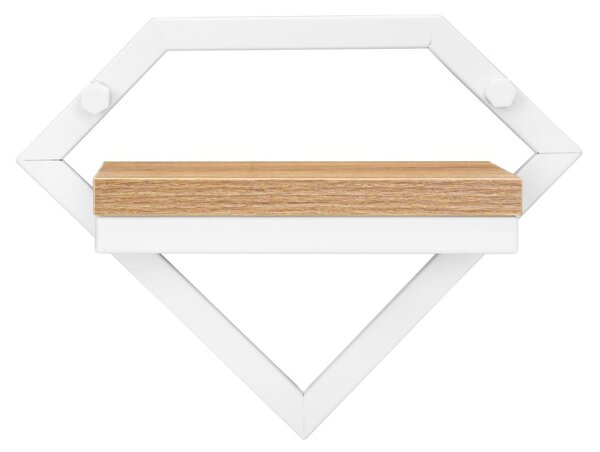 Polita de perete pentru flori sau obiecte decorative, Doron White, raft laminat din lemn, cadru otel alb