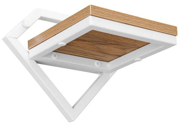 Polita de perete pentru flori sau obiecte decorative, Doron White, raft laminat din lemn, cadru otel alb