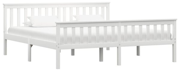 Cadru de pat din lemn masiv de pin, alb, 180 x 200 cm