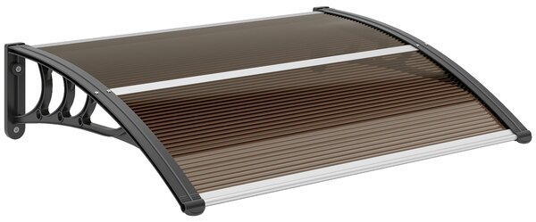 Outsunny Copertină Exterioară Impermeabilă și Anti-UV cu Placă Curbată, 75x120x23 cm, Maro și Negru | Aosom Romania