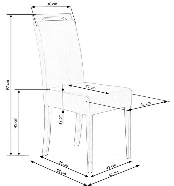 Scaun CLARION, gri/stejar auriu, stofa/lemn de fag, 42X58X97 cm