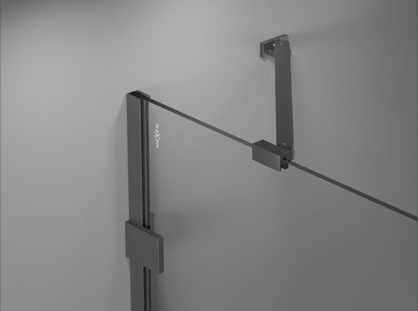 Mexen Lunar Duo, duș cu balamale 120 x 110 cm, sticlă transparentă de 8 mm, profil grafit, 834-120L-110P-95-00