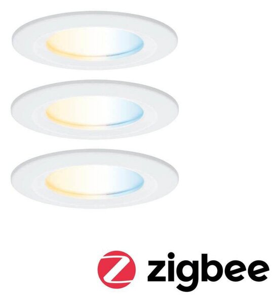 Paulmann Spot LED de încastrare Nova Coin Smart alb CCT, set 3 bucăți, 7,8 cm, reglabil, Alb, Camera de zi / sufragerie, Aluminiu, Modern, Plafon încastrat