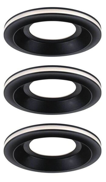 Paulmann Lampă de încastrare cu LED Sormus, negru, Ø 10 cm, IP65, set 3, Negru, Baie, Plastic, Modern, Plafon încastrat