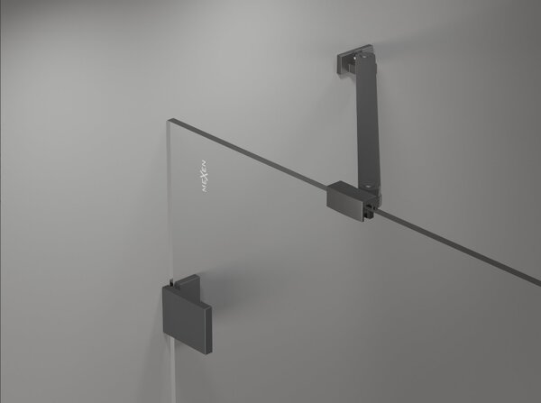 Mexen Lunar Duo, duș cu balamale 120 x 110 cm, sticlă transparentă de 8 mm, profil grafit, 834-120L-110P-95-00