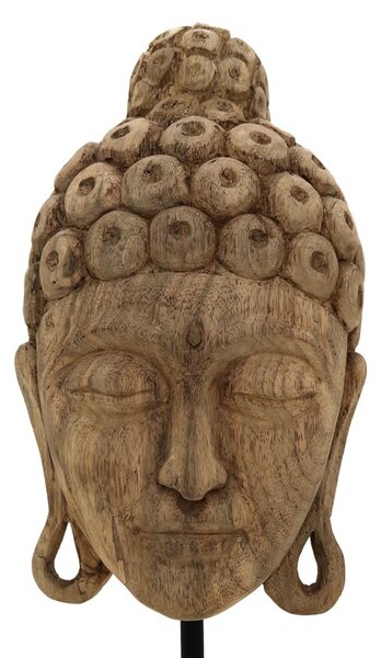 Decoratiune masa Buddha Mask din lemn mango natural si fier 20x18.5x48.5 cm