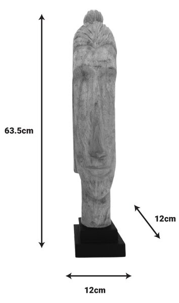 Statueta Buddha Dran bust lemn de mango natural 12x12x63.5 cm