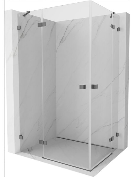 Mexen Lunar Duo, duș cu balamale 120 x 110 cm, sticlă transparentă de 8 mm, profil grafit, 834-120L-110P-95-00