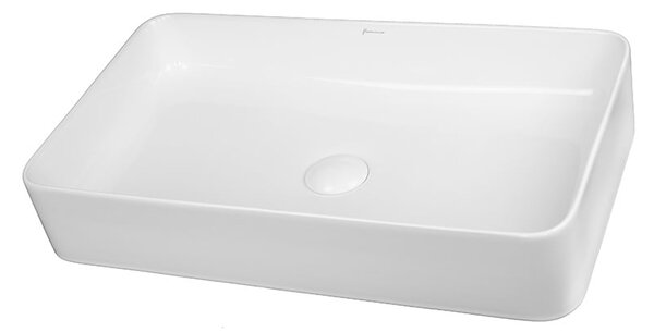 Lavoar pe blat alb lucios 60 cm, dreptunghiular, Fluminia Lena 605x340 mm