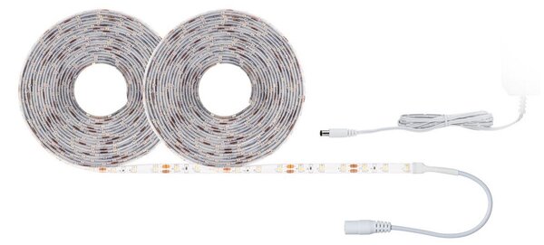Paulmann Set de bandă LED SimpLED, 22 W, 3.000 K, 10 m, cu strat protecție, Alb, Camera de zi / sufragerie, Plastic, Modern