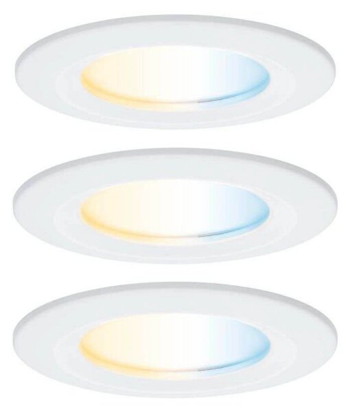 Paulmann Spot LED de încastrare Nova Coin Smart alb CCT, set 3 bucăți, 7,8 cm, reglabil, Alb, Camera de zi / sufragerie, Aluminiu, Modern, Plafon încastrat