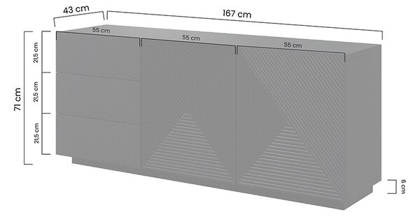 Comodă Asha 167 cm cu două uși și sertare - artisan / rivier stone mat
