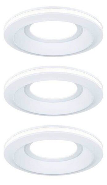 Paulmann Lampă de încastrare cu LED Sormus, albă, Ø 10 cm, IP65, set 3 bucăți, Alb, Baie, Plastic, Modern, Plafon încastrat
