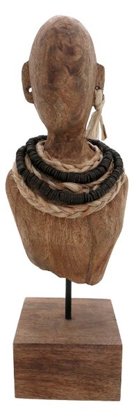 Statueta Ebia bust lemn de mango metal in nuanta nuc 17x12.5x44 cm