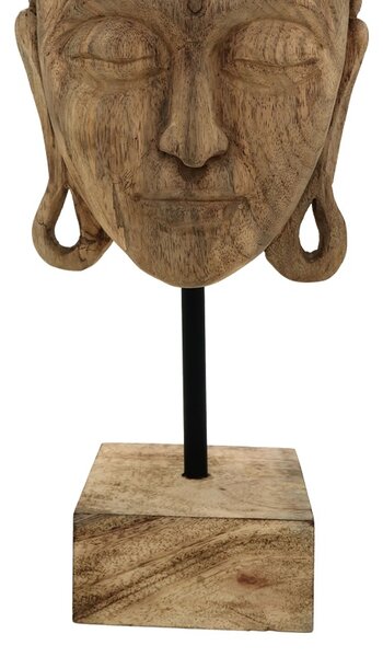 Decoratiune masa Buddha Mask din lemn mango natural si fier 20x18.5x48.5 cm