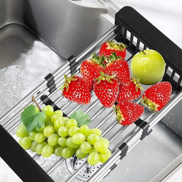 Cos scurgere fructe si legume, design telescopic 28-43 cm, otel si plastic