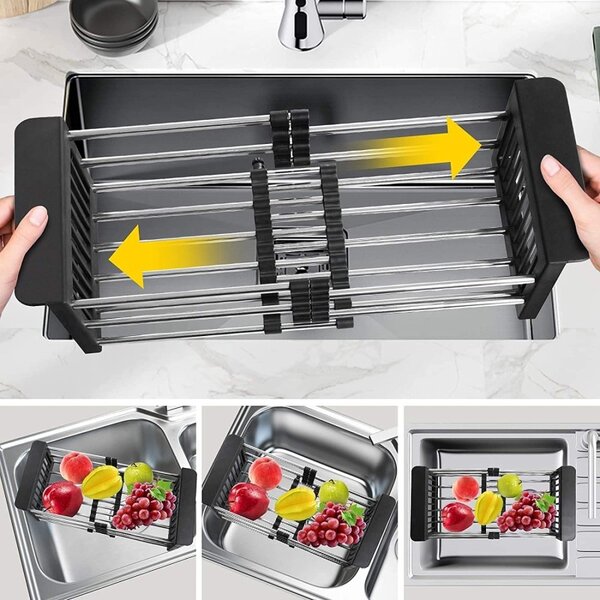 Cos scurgere fructe si legume, design telescopic 28-43 cm, otel si plastic