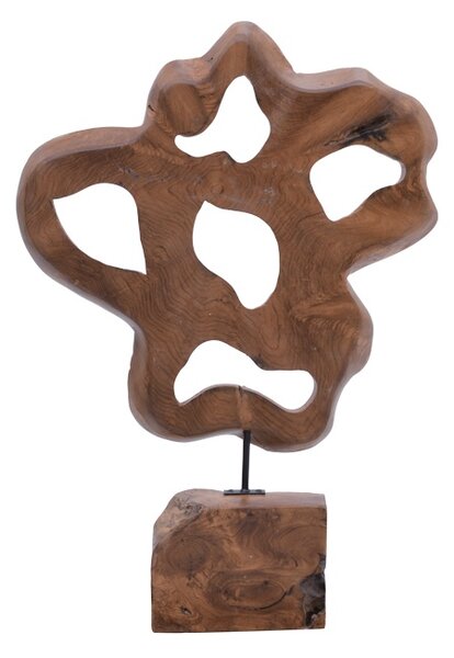 Decoratiune de masa Strab lemn natural tec si metal 49x15x70 cm