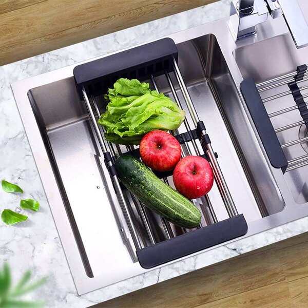 Cos scurgere fructe si legume, design telescopic 28-43 cm, otel si plastic