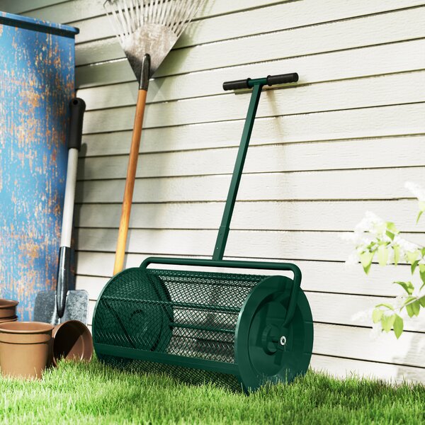 Outsunny Distribuitor de Îngrășământ 75 L din Metal cu Mâner Reglabil în T și Mâner Căptușit, 70x40x112 cm, Verde | Aosom Romania