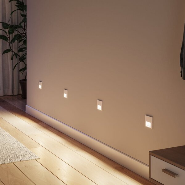 Paulmann Lampa de perete încastrabilă cu LED Tsaro Sensor, albă, din plastic, Alb, Hol, Plastic, Modern, Plafon încastrat