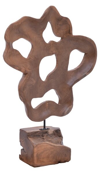 Decoratiune de masa Strab lemn natural tec si metal 49x15x70 cm